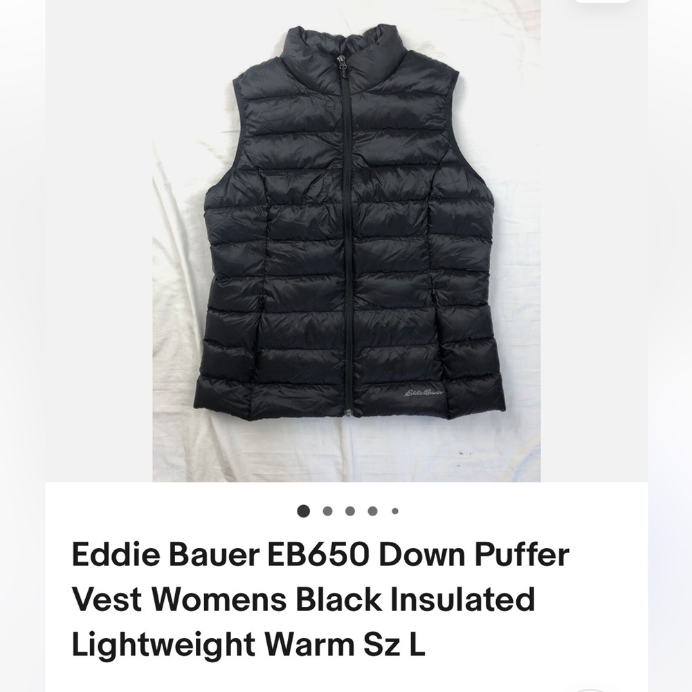 Eddie Bauer EB650 Down Puffer Vest Black Insulated Lightwgt Warm Teen/Womens S